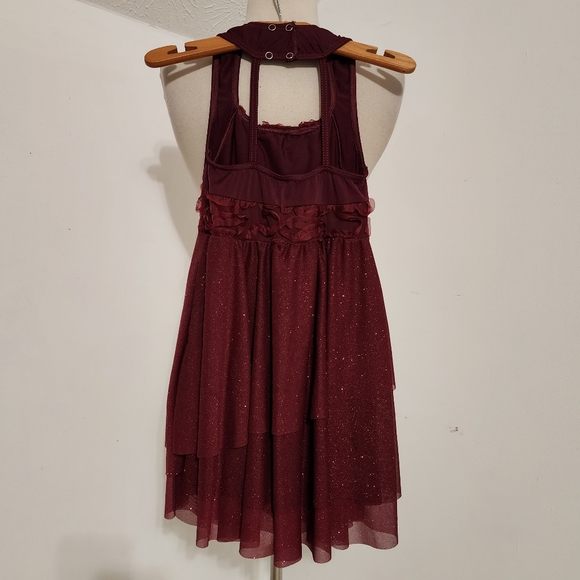 Weissman Girls Maroon Glitter Halter Dress Dance Costume || Large - Picture 4 of 11
